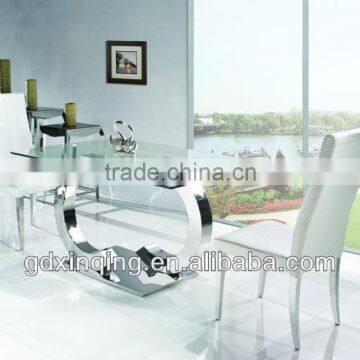 TH286 Fashionable Glass Top Stainless Steel Dining Table photo-4