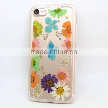 Transparent TPU Phone Case Real Flower Sticker Phone Cover Protective Back Cover for IPhone 7 / Plus photo-3