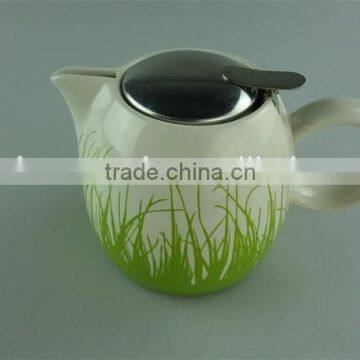 Hot Sale Stock Cheap Ceramic Colorful Round Tea Pot With Stainless Steel Lid photo-5