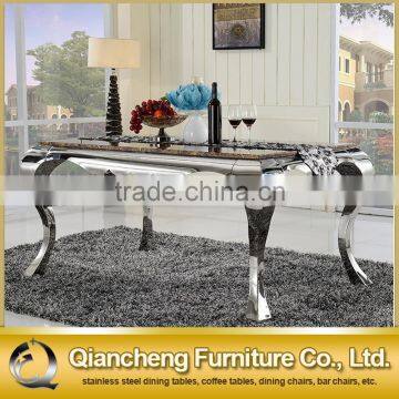 6 Seaters Dining Table With Marble Top Stainless Steel Frame photo-2