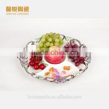 Hot Sale ceramic candy plate golden ,ceramic plate wholesale in stock