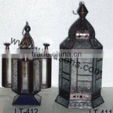 Mini Antioue Candle Holder Rose Gold Metal Lantern photo-4