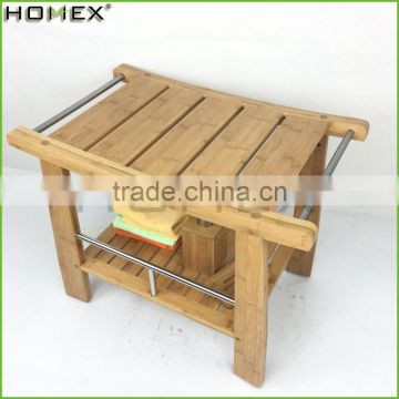 Bamboo Shower Bench with Shelf and Rubber Feet Homex BSCI/Factory