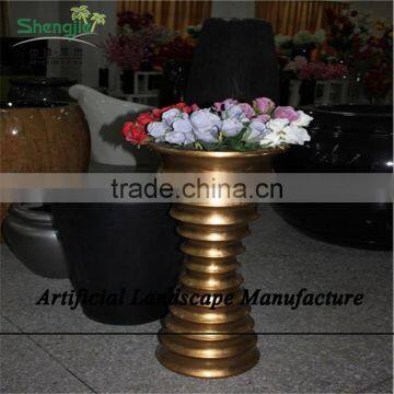 SJZJN 2657 Natural Look Round Fiberglass Cement Planter Pots Wholesale, Round Garden Flower Planter photo-2