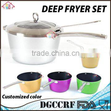 NBRSC Home Nonstick Covered Deep Fryer Aluminum Fry Pot and Basket With Stainless Steel Handle photo-2