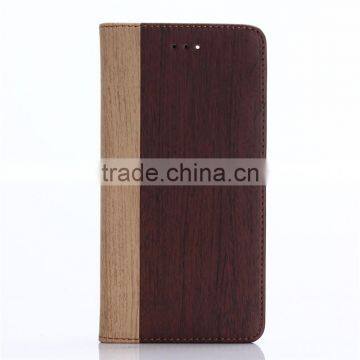Nature Wood Grain PU Card Bumper/pocket Cell Phone Case for Iphone photo-5