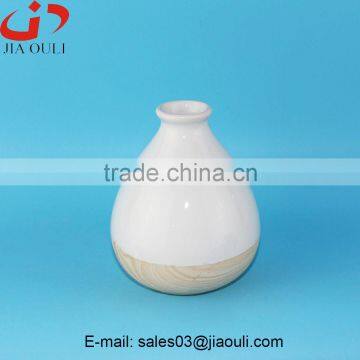 White Glazed with wooden bottom chinese Ceramic Vase for decoration