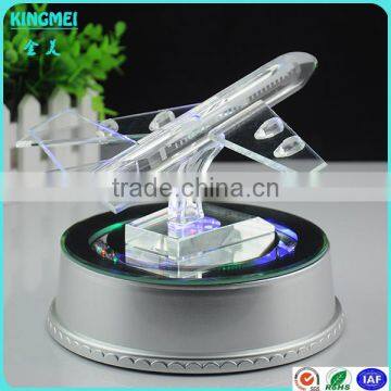 crystal airplane model with led base