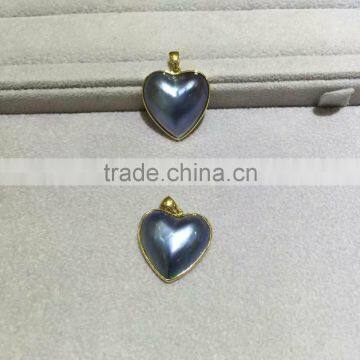 7-8mm Black Heart Shaped Mabe Pearl Pendant on Sale photo-3