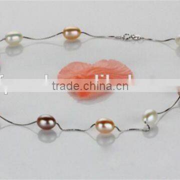 8-9mm Rice Freshwater Pearl Necklace and Bracelet Sets photo-2