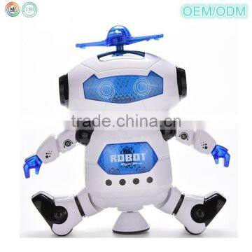 Dongguan ICTI plastic electric 360 degree rotation dancing robot / lighting robot / moving robot with light and music