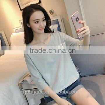 Latest Design Lady T-Shirt 100% Cotton Women Round Neck Design T-Shirt photo-3