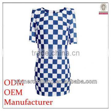 Women's your own brand designer ladies' close fit grid printed corporate dresses