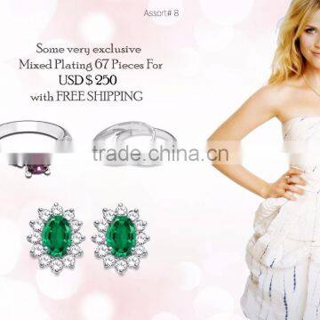 Combo Jewelry For USD $ 250 with Free Shipping Consist of 67 designers pieces of Mixed Plated Rings, Earrings,Pendant