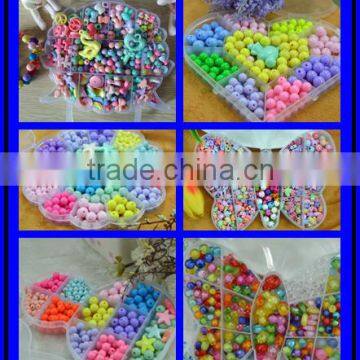 Mix shaped loose beads set box kids fashion jewelry acessories acrylic loose beads for children gift