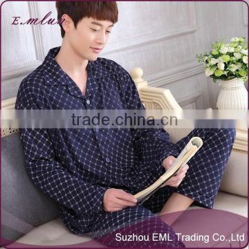 Hot sale large men plain cotton pajamas / Lattice leisure pajamas wholesale