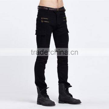 2016 Hot Brand Men's Fashion Men's Jeans Brand Cyclists Hole Zipper Jeans Personality Male Personality Beggar Pants