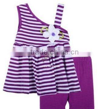 2014 Girls Kids Striped Pattern Clothing Set Sleeveless Summer Clothing T Shirt+ Pants 20091