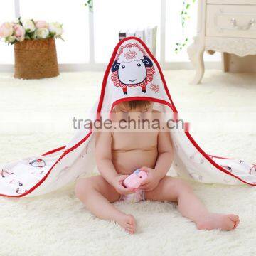 Trade Assurance Screen Printing Combed Cotton Soft Hooded Baby Swaddle Blanket photo-2