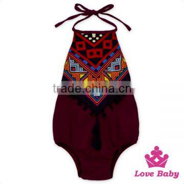 HYB150 Lovebaby Wholesale Backless Summer Cool Sleeveless Cotton Romper With Pom Pom ,hot Cotton Brand Clothing photo-4