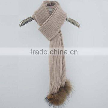 Myfur Wholesale Fashion Long Scarf Lady Stretch Knit Scarf With Fur Balls Popular Style photo-6