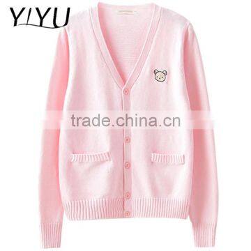 Wholesale Women Cute V Neck Cotton Japanese School Uniform Cardigans for Students photo-2