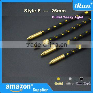 (MOQ:100pcs) Metal Shoe Lace Bullet Aglet- Set Of 4 - 26mm Repair Laces Or Pull Cords Bullet Aglets Tips - 3 Colour Choices Tips