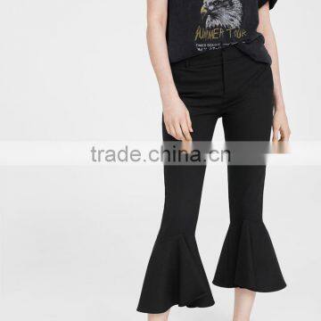 New in Fashionable Black Cropped Bell-bottom Pants for Women photo-5