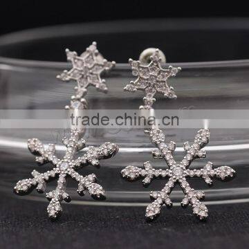 chinese supplier Zinc Alloy Rhinestone Drop Snowflake earring set