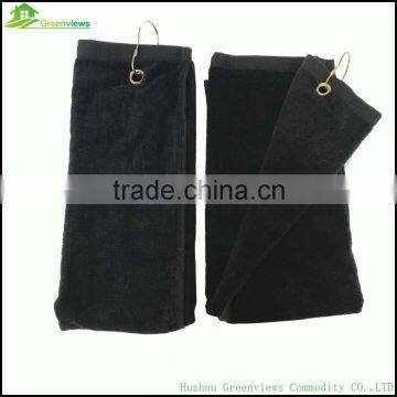 Cotton Custom Embroidered Tri Fold Golf Towels Custom With Grommet Hooks Embroidered Gym Towel photo-6