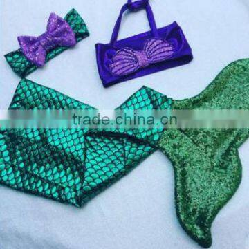 Mix sizes 3PCS Mermaid tail bikini set wholesale sparkle girls swimsuit hottest bikini set for girls