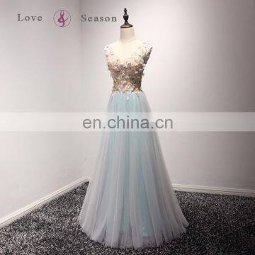 A17BL0017 Ruffle Side v Neck Crossover Bridal Flower Pattern American Designer Evening Dress