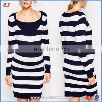 2016 Autumn Maternity Nursing Dresses Long Sleeve Striped Jumper Dress In Jersey