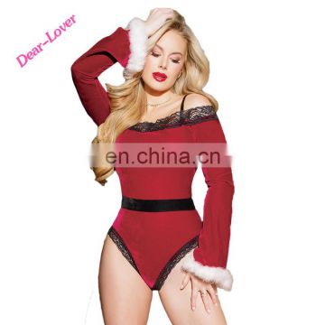 Sexy Black Red Velvet women sexy Santa Teddy Christmas Costume