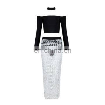 Amigo 2017 Sexy Fashion Two Pieces Skirt Suits Lace and Bandage Women Dress photo-6