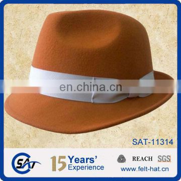 high quality orange trilby hat, pure wool felt gentle hat