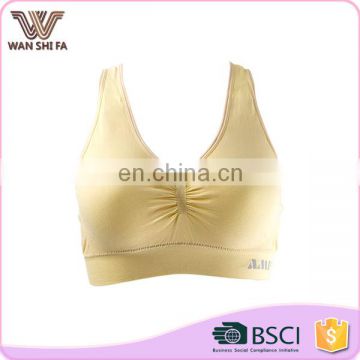 Latest breathable nylon material fashion tight elastic woman sports bra