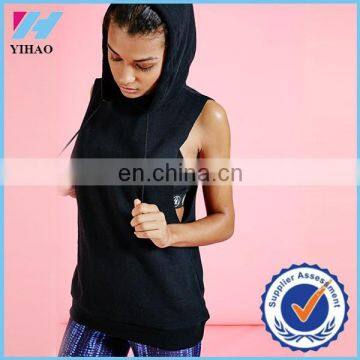 Trade Assurance Yihao 2015 Women Drop Armhole Sleeveless Sportswear Hooded Gym Wear Hoodie Sweatshirt