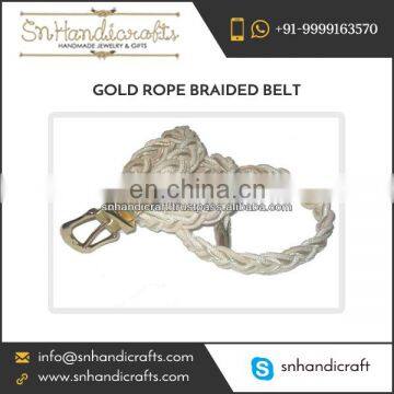 Metal Look Fine Finish Fancy Gold Rope Braided Belt