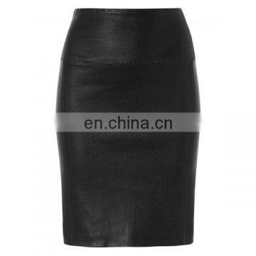 women fashion contrast short leather skirts,professional leaher skirt manufacturer