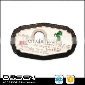 Irregular Custom Brand Leather Tag Metal Logo Labels Clothing Pathces Green Horse Pattern Sports Wear Jeans Labels For Garment