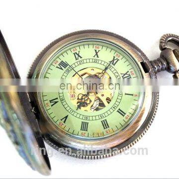 Western Classical Mechanical Gemstone Pocket Necklace Watch