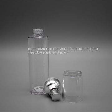 80cc clear PETG plastic skin care empty spray round bottle with silver sprayer