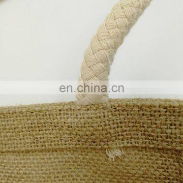 Cotton Handle Grocery Tote Waterproof Jute Bag With Zipper photo-5