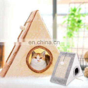 I@home Breathable Triangle Cat Climbing Frame Plush Cat Scratch House Bed photo-2
