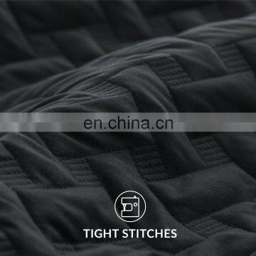 Wholesale European Custom Reversible Anti Wrinkle Color Oeko-tex Woven Solid Plain Queen Size King Quilt Set For Home photo-4