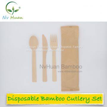 Disposable Cutlery Bamboo Knife Fork Spoon Cutlery Set