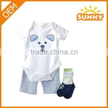 Factory Summer Plain Baby Romper Clothing Set