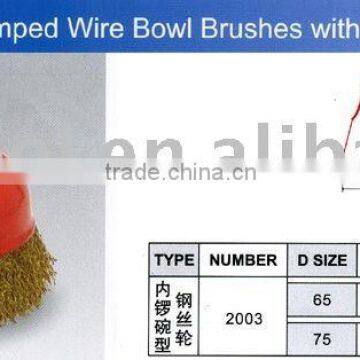 Crimped Wire Bowl Brushes with Inner Nut