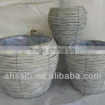 2014 grey woven willow garden decoration flowerpots